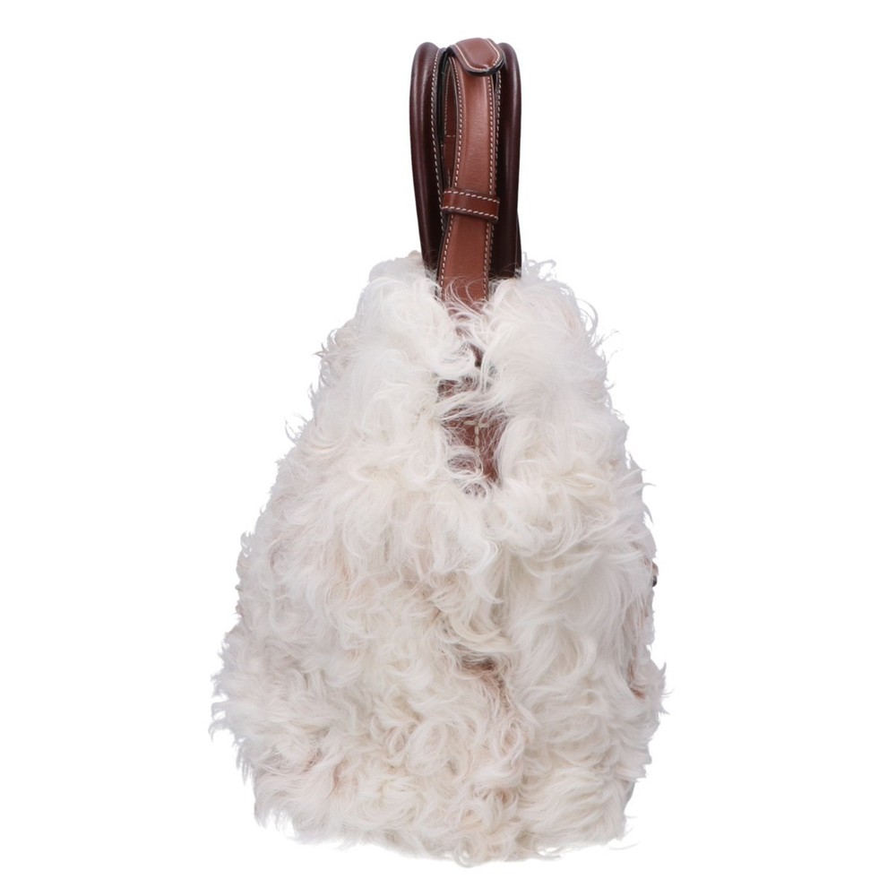 TOD'S CT39 Double T Real Fur 2-Way Tote Bag in White and Brown - Picture 4 of 9